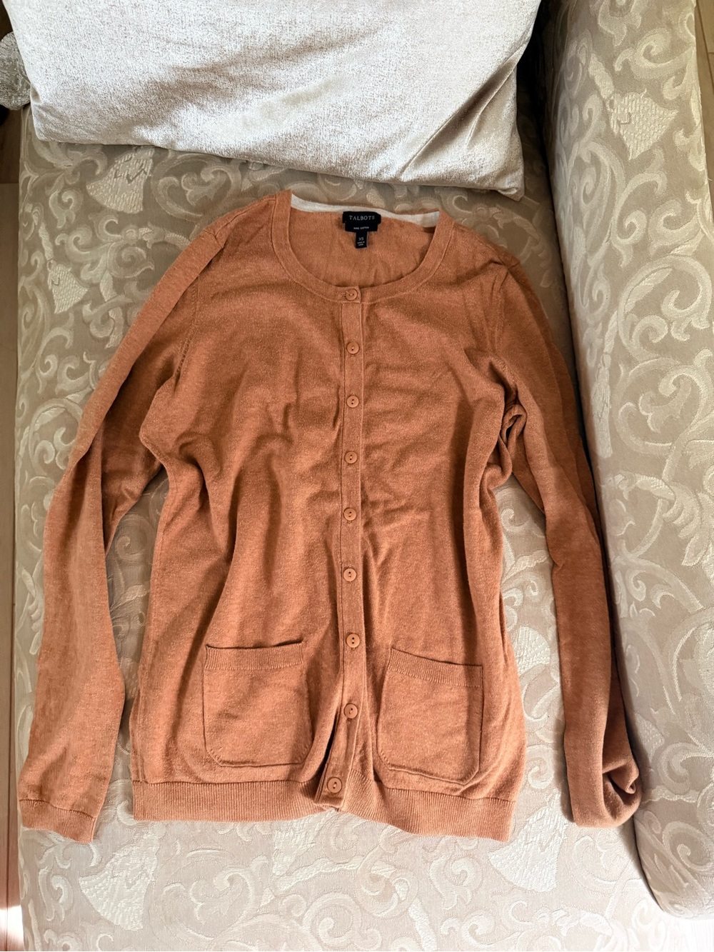 Talbots Rust Orange Lightweight Button-Front Cardigan - Picture 2 of 4